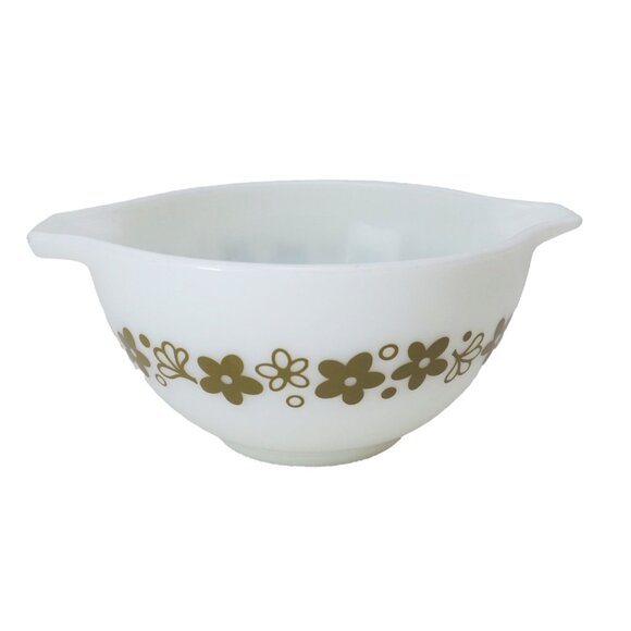 4 Vintage Pyrex Green Spring Blossom Crazy Daisy Cinderella Mixing Bowl Set - Picture 7 of 8